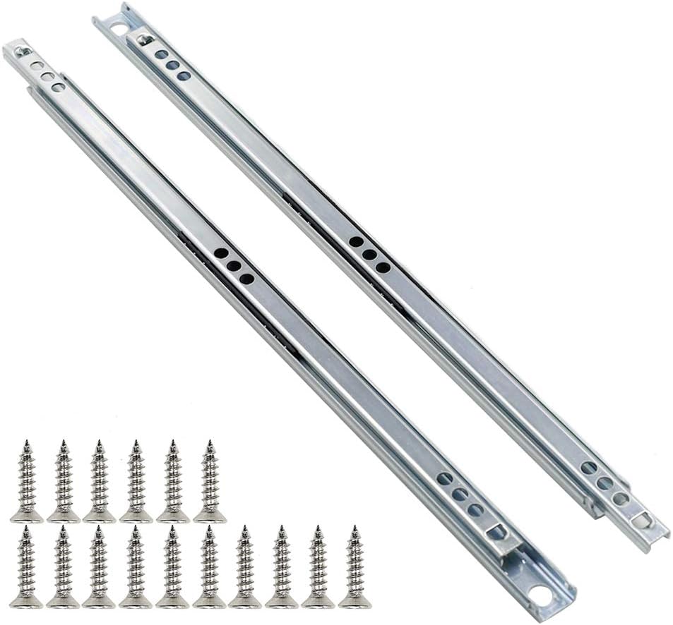 Yoohey Metal 12 inch Drawer Slides, Ball Bearing Two Way Slide Track Rail 0.7 inch Wide 1 Pair