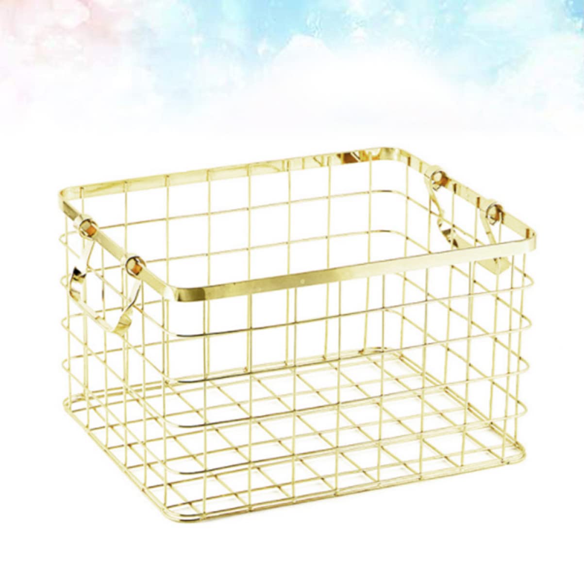 Zerodeko Cesta de Almacenamiento de Hierro Dorado para Ropa y Toallas | Uso Doméstico sobre Encimera, Diseño Nórdico, Formato Pequeño, Contenedor Multiusos Estable y Resistente