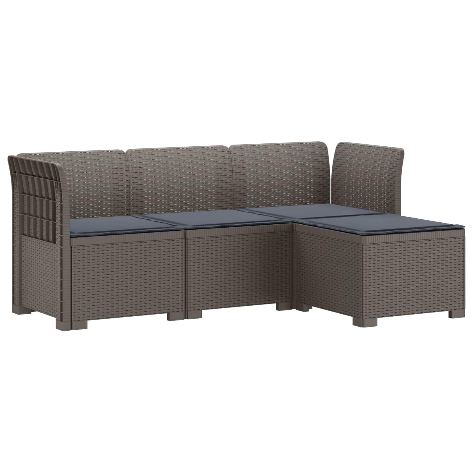 vidaXL Sofa ogrodowa dla 4 osób z poduszkami w stylu rattanowym PP