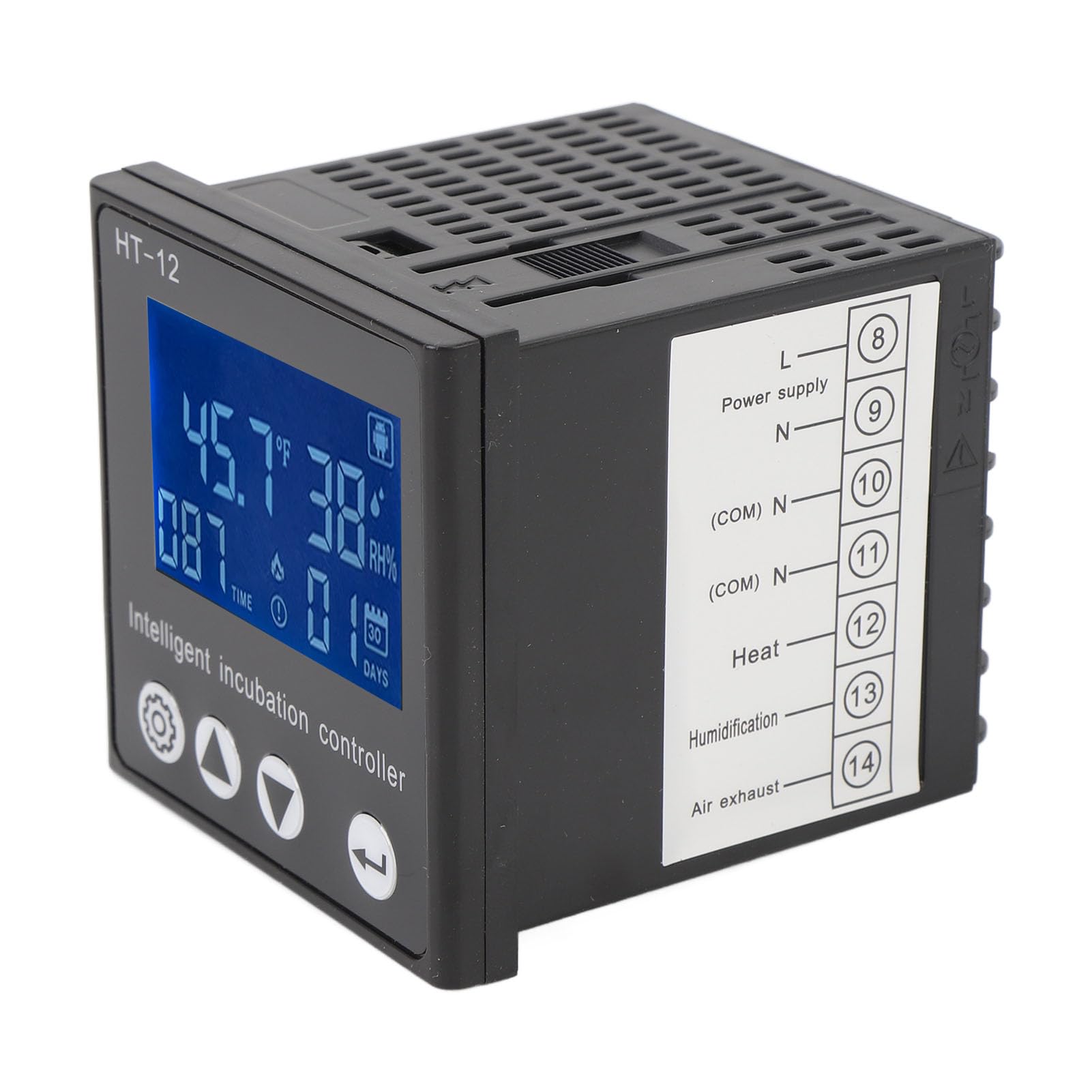 Controlador digital de temperatura y humedad con pantalla LCD, medidor inteligente de control de temperatura para cría, carcasa de ABS, precisión ± 0,5 °C