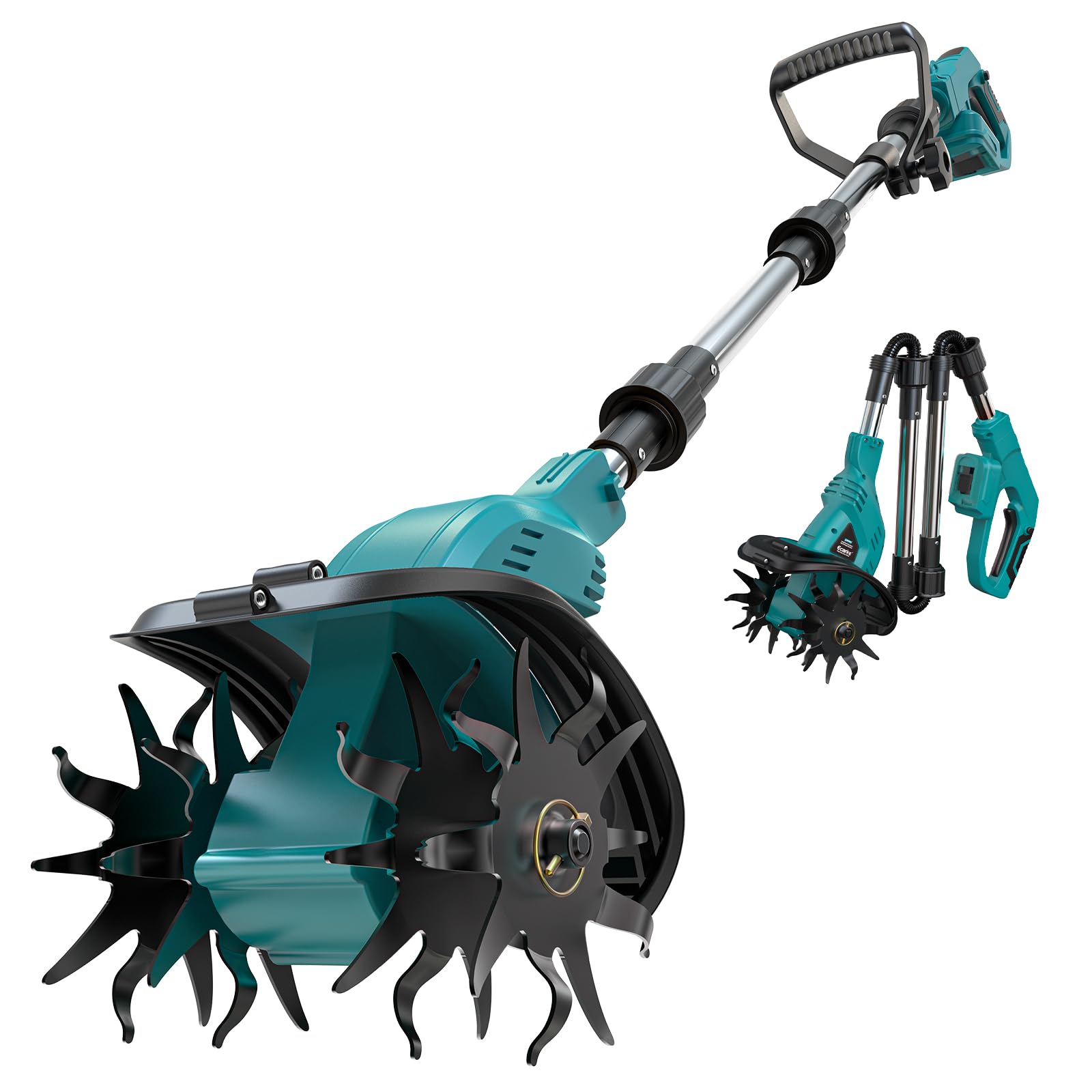 Cordless Tiller Cultivator Compatible with Makita 18V Battery (Tool Only), 450RPM Electric Tiller for Gardening, 9"x6.3" Tilling, 48 Reinforced Steel Tines Rototiller for Lawn/Soil Cultivation