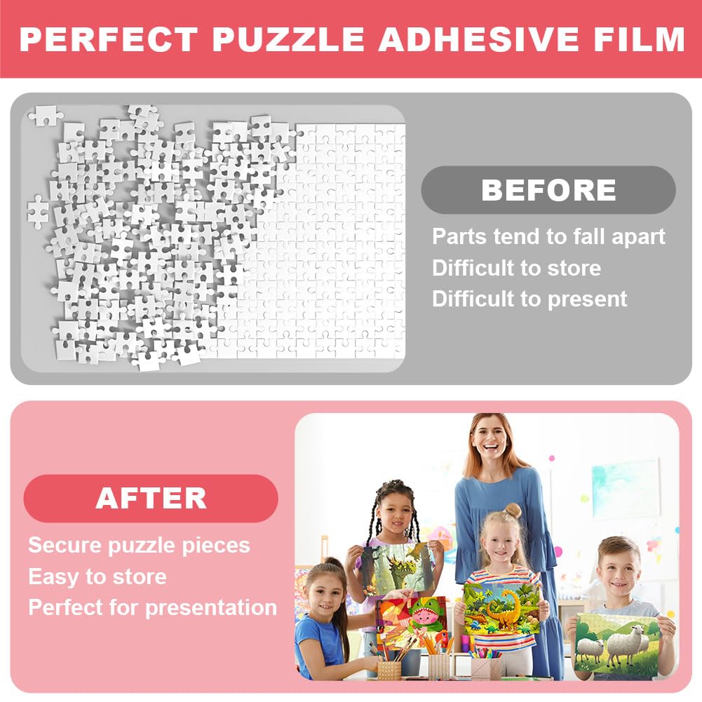 Ainiv 16 sztuk kej do puzzli,przezroczysta folia do układanki,arkusze samoprzylepne do puzzli, łatwy do zamocowania klej do puzzle,samoprzylepna oszczędzająca układankę