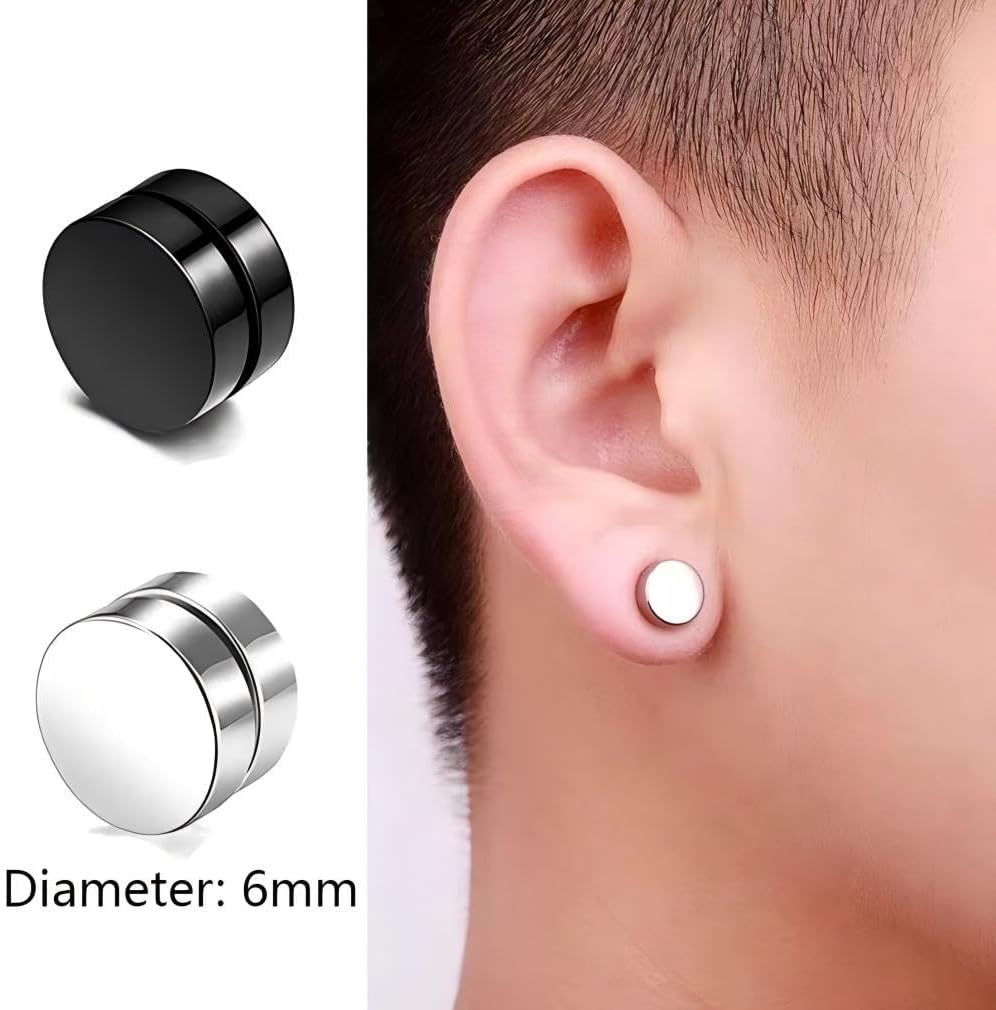 YAZILIND 11 Pairs Non-Pierced Earrings Set Cross Titanium Steel Hoop Dangle Hypoallergenic Clip On Earrings for Men & Women(6mm) - Image 5