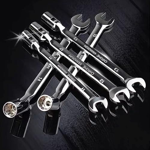 Miniatura 5 de FLZOPSER - Llave inglesa giratoria de doble cabeza hexagonal de 0.315 in, llave de combinación de extremo abierto, herramienta de reparación de