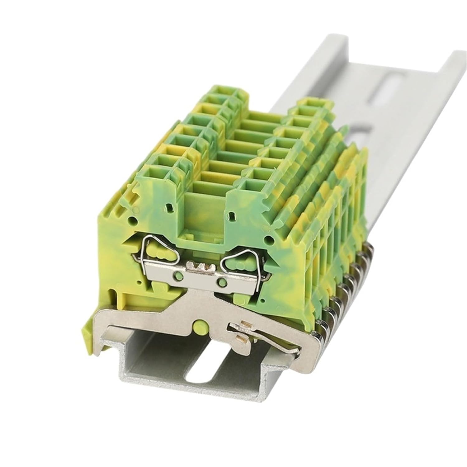 5Pcs 280-107 Spring Cage Mount Ground Earth 2-Conductor Connector DIN Rail Terminal Block