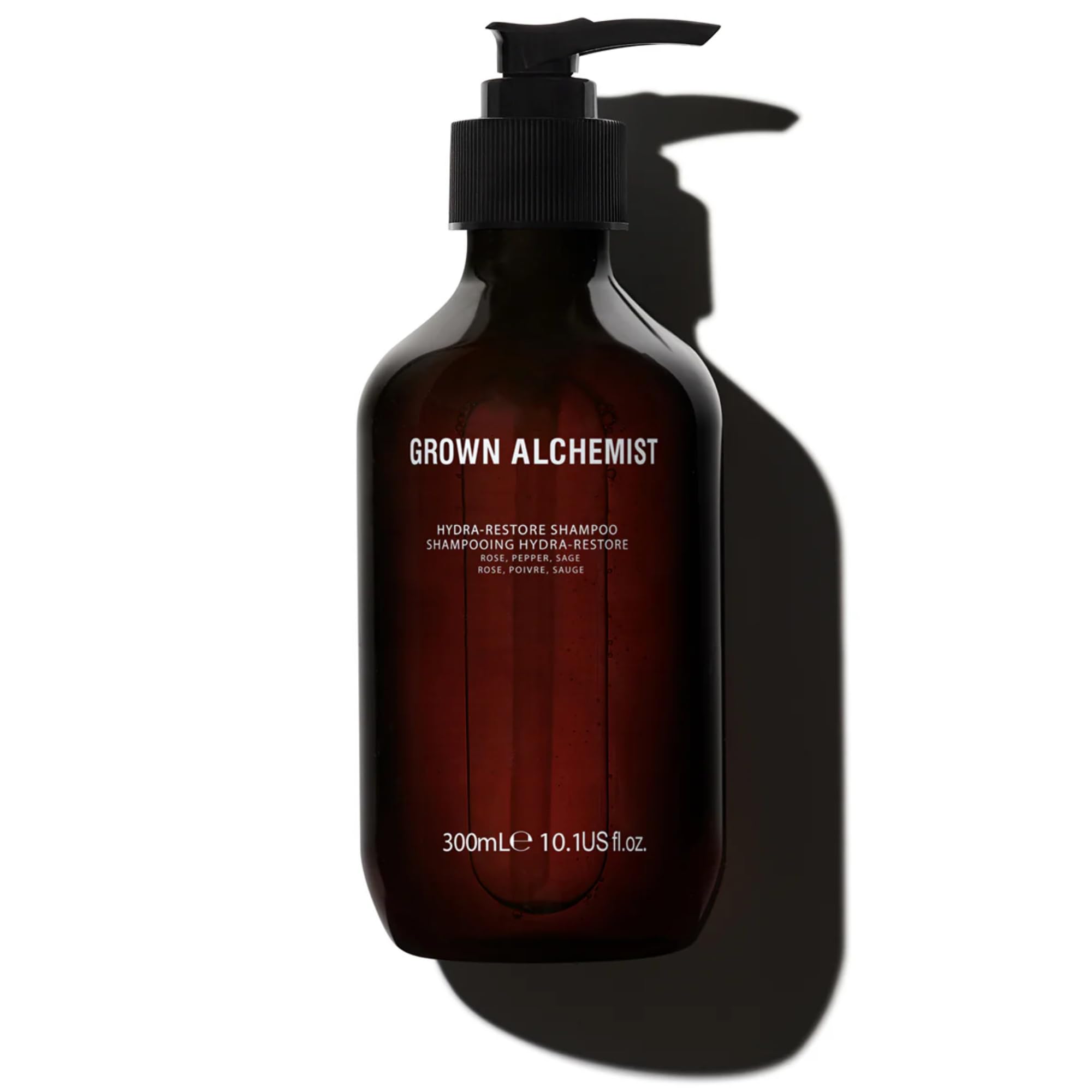 Grown Alchemist Hydra-Restore Hydrating Shampoo - Sage, Pepper & Rose, Sulphate Free - Clarifying Shampoo to Remove Build Up, Deep Cleansing & Hair Strengthening - Natural Vegan Formula 300 ml