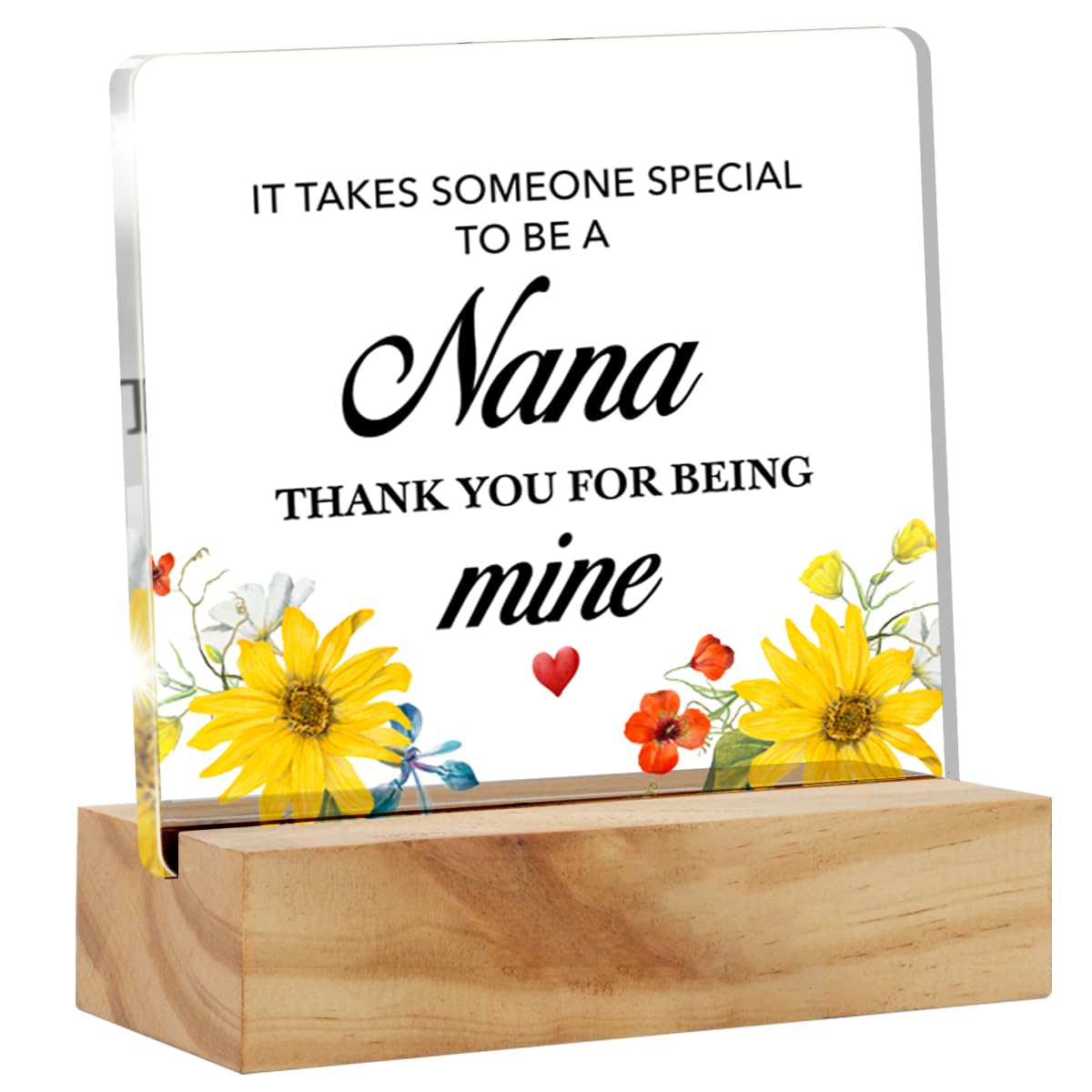Nana Gifts Grandma Gifts From Grandchildren Granddaughter Grandson, Gifts for Grandma Birthday Christmas Mother's Day, Floral Nana Clear Acrylic Sign Presents