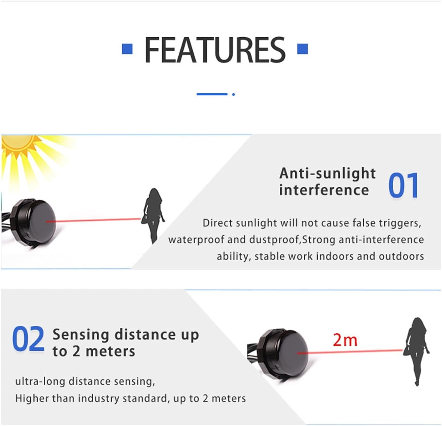 XKC-KE200 Anti-Sunlight Infrared Sensor,DC5-24V Proximity Sensor,IR Human and Objects Presence Motion Sensor(XKC-KE200-NPN)