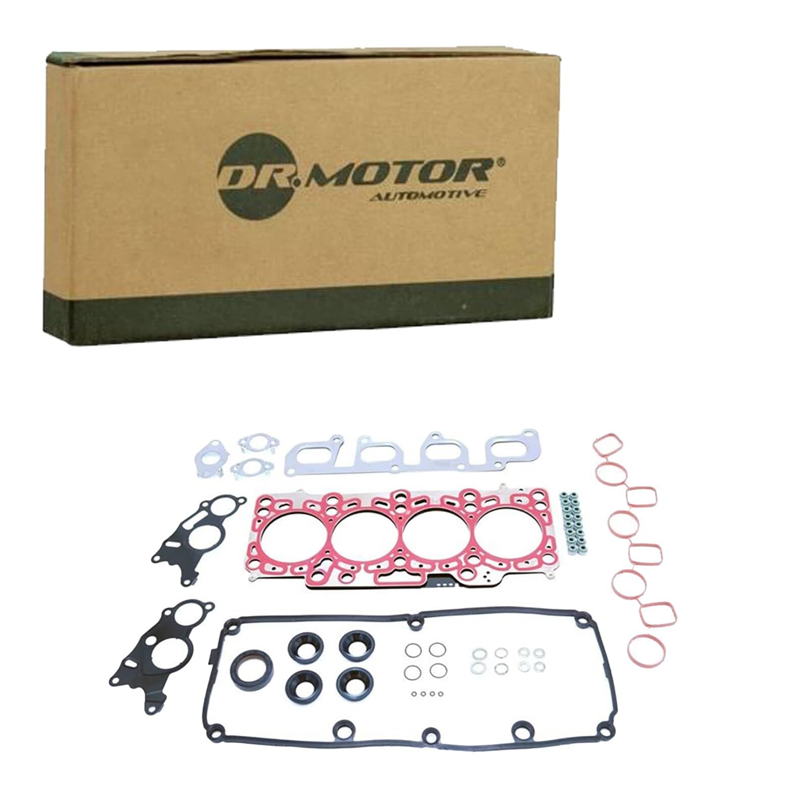 DR.MOTOR AUTOMOTIVE DRM21254S Kit guarnizioni motore con paraolio-albero a gomiti con guarnizione cappa testa del cilindro con guarnizione testata con guarnizione tenuta stelo valvola con