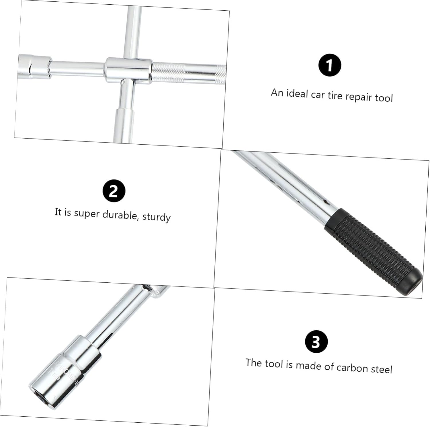 Way Nut Wrench for Car Tire Steel Extended Tire Wrench Locking Mechanism Compact Design for Emergency Use