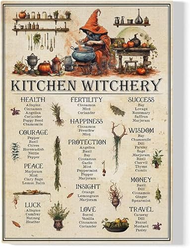 WOASTUFF Lienzo impreso, sin marco, lienzo de pared de brujas, cocina de brujas, decoración de cocina de brujas, decoración de cocina de Halloween,