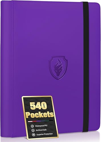 Miniatura 14 de Carpeta de tarjetas prémium con 9 bolsillos para 540 tarjetas, carpeta de tarjetas coleccionables de poliuretano resistente, álbum de colección de