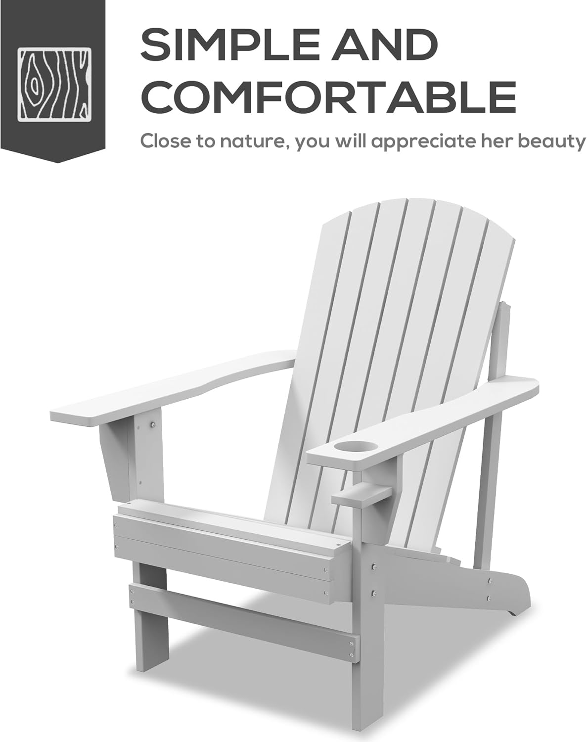 Primeiro plano view of the Adirondack chair features