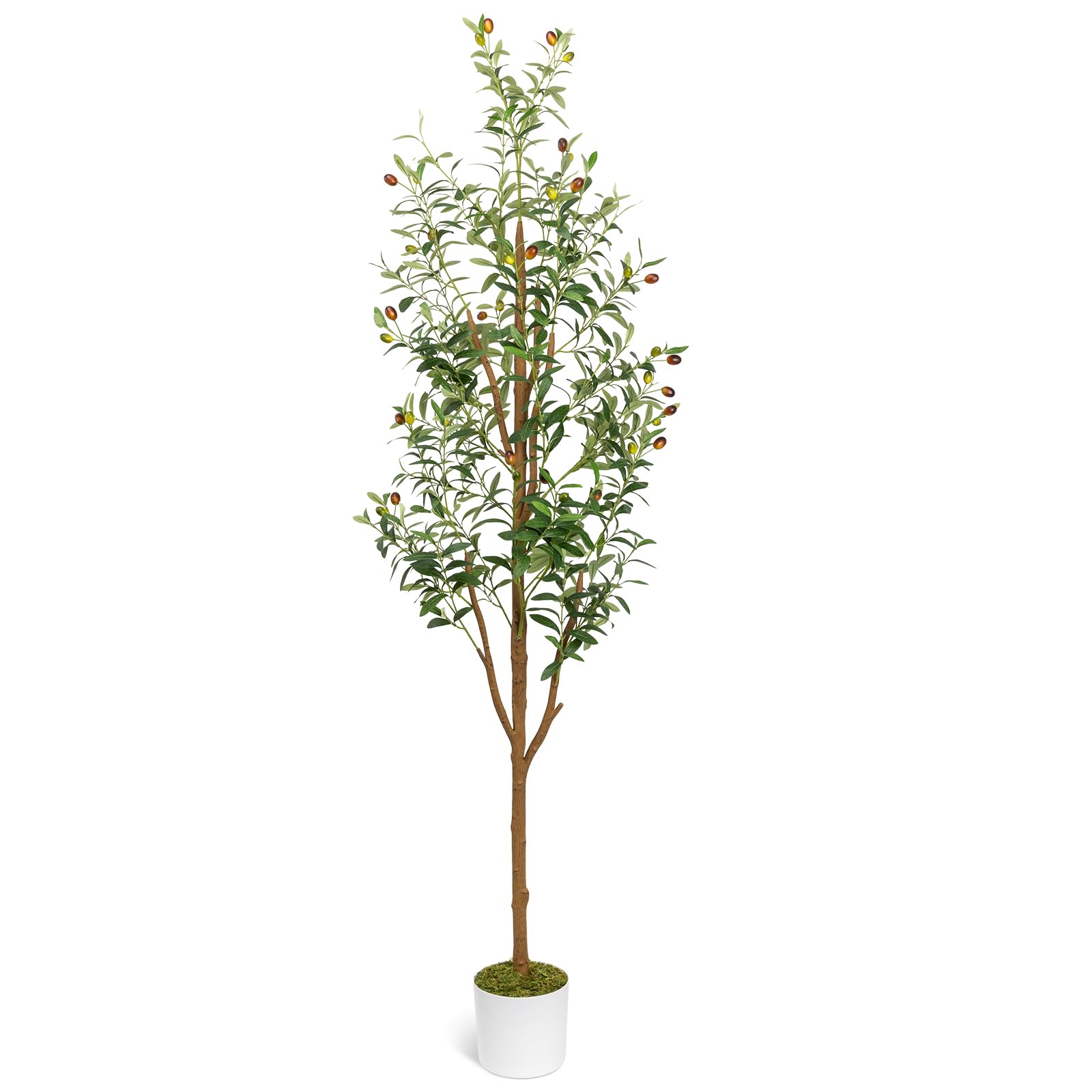 Photo 1 of LuceAlberi 7FT Artificial Olive Tree - Indoor Tall Faux Olive Trees with Planter, Large Fake Olive Silk Tree Realistic Olive Plants with Branches and Fruits for Home Decor Office Living Room