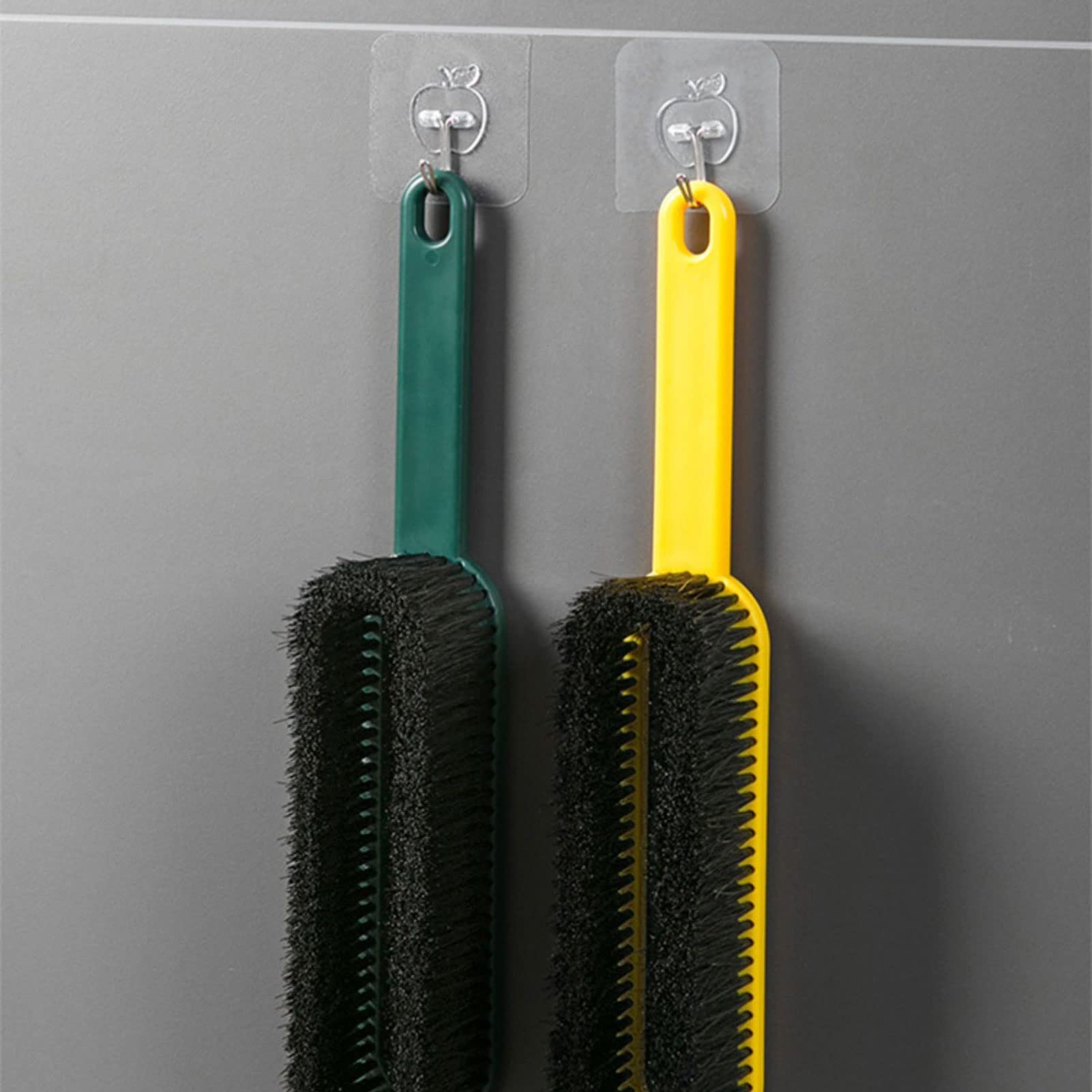 Escoba de mano verde y removedor de pelo de ropa, cepillo de cerdas suaves para sofá, alfombras y mostrador, ideal para eliminar el pelo de mascotas y el polvo fino
