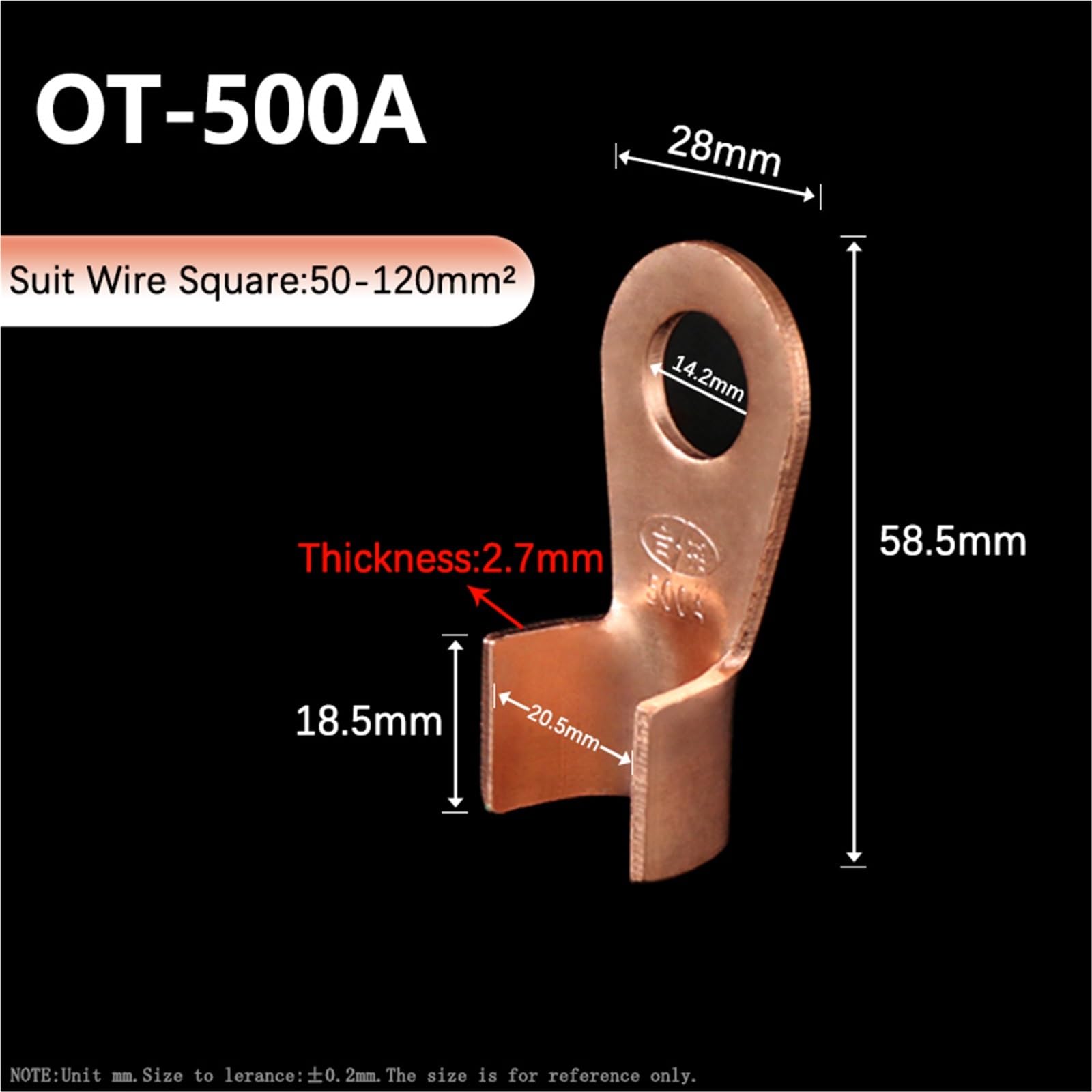 Cosse A Sertir Connecteur De Fil Électrique Nu En Cuivre, Anneau Non Isolé, Cosse À Sertir, OT 3A OT500A, 5/10 Pièces(OT-500A x 5Pcs)