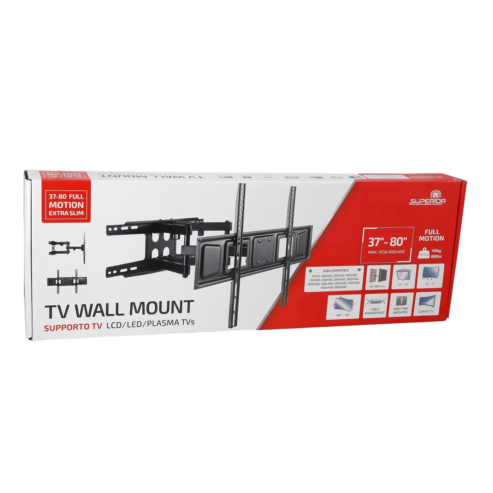 LUTH Premium Profi Parts Soporte de pared para TV de 37 a 80 pulgadas, giratorio, compatible con Superior Supstv011 para TV