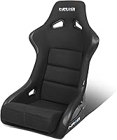NRG Innovations NRG-FRP-301 Large Fiber Glass Fixed Back Bucket Racing Seat - 4pt Harness Compatible, Deep Bolsters, Black