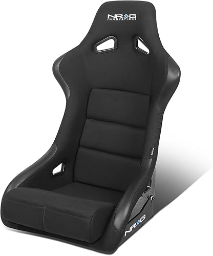 Vista 37 de NRG Innovations NRG-FRP-302BK Asiento de carreras con respaldo fijo de fibra de vidrio (grande), compatibilidad con arnés de 4 puntos, Alcántara