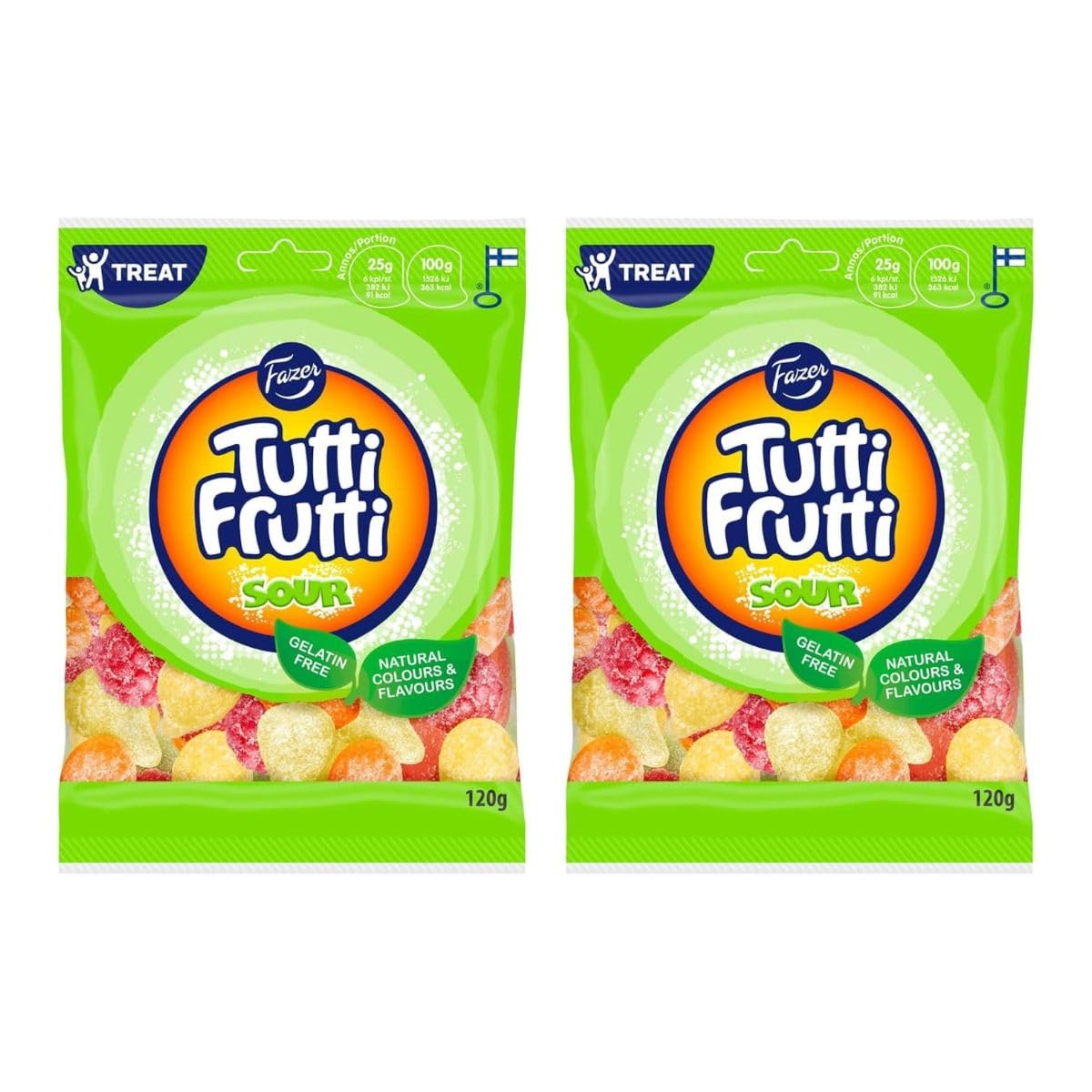 Fazer Tutti Frutti Sour Candy, Gelatin Free, Natural Colours & Flavours, 120g Each Pack of 2-image-29