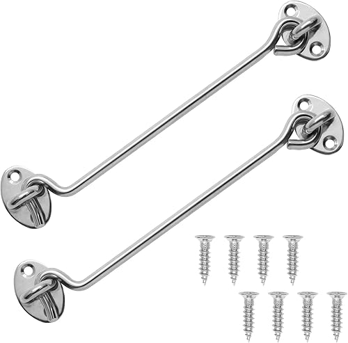 Paquete de 2 ganchos para puerta de 10 pulgadas y pestillo de ojal, resistente, para privacidad, para puerta, puerta, granero, cobertizo, color