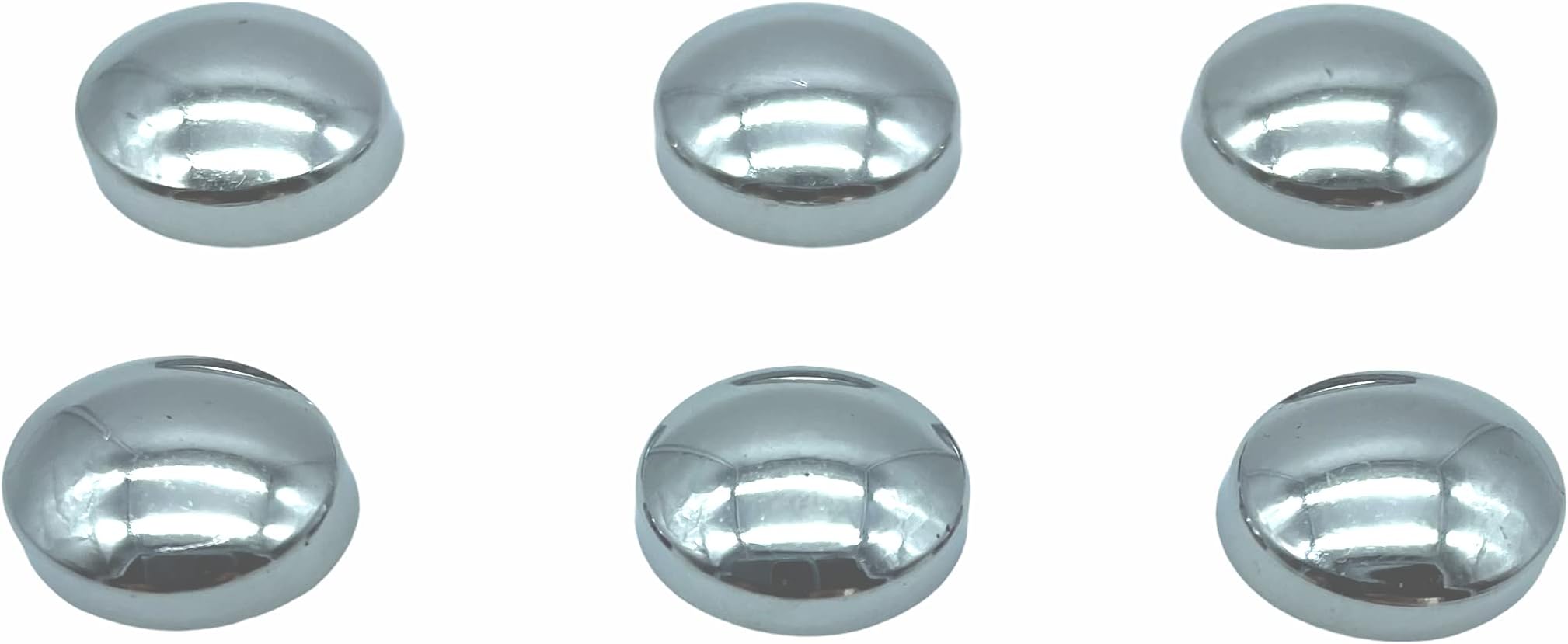 6 x Screw Cover Caps for No 6-8 Gauge Screws, Firm Clip-On Type, Chrome Effect