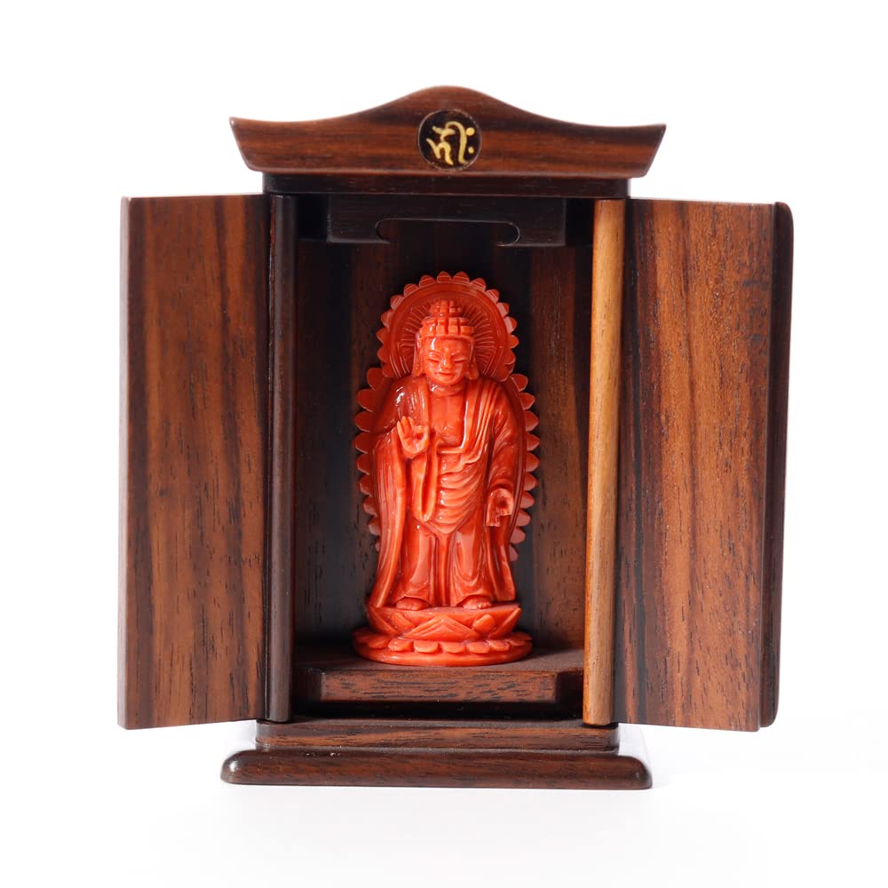 珊瑚阿弥陀如置物 Amazon.co.jp: 守り本尊 桃珊瑚 阿弥陀如来 一光作【アート