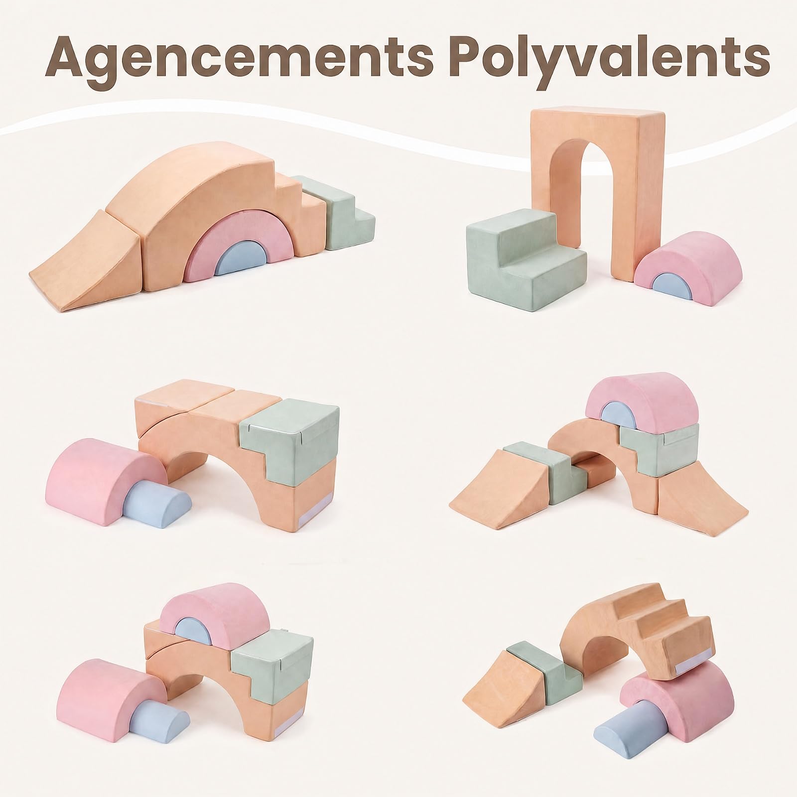 GOPLUS Parcours Motricité Bébé en Mousse 5 Pièces pour Tout-Petits 3+Ans