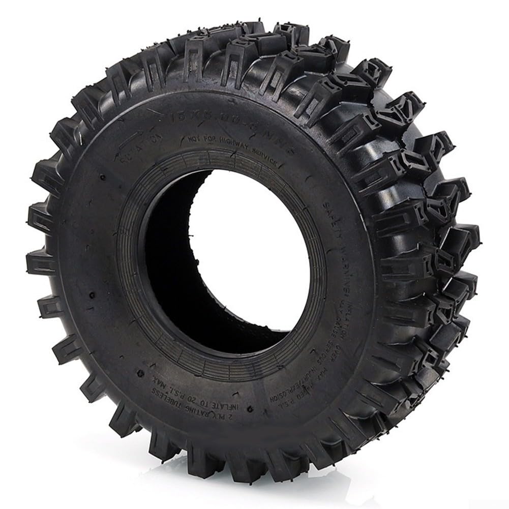 Neumático sin cámara de 15 x 5.00-6 de goma resistente de 4 capas para ATV Go Kart cortacésped tractor de jardín quitanieves grueso resistente al desgaste neumático de vacío todo terreno