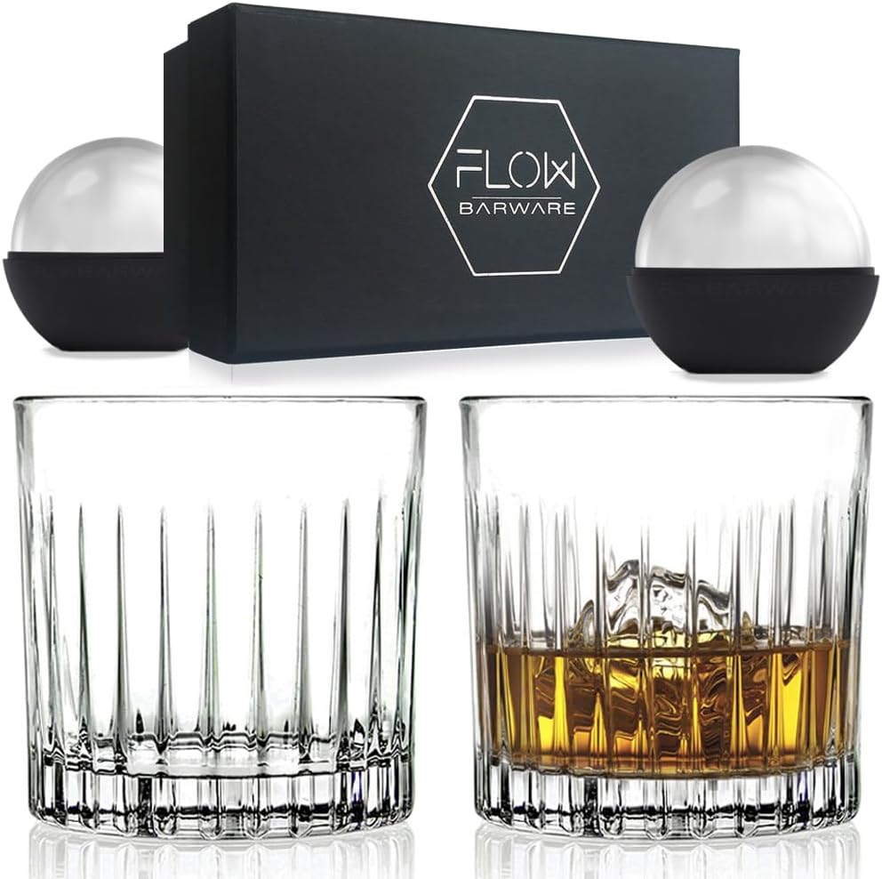 – Deco Crystal Whiskey Glasses Set of 2 | 330ml Whisky Glasses Gift Set Perfect Whisky Tumbler Glasses for Scotch, Bourbon, Gin & Tonic, Negroni Glass Gift Set