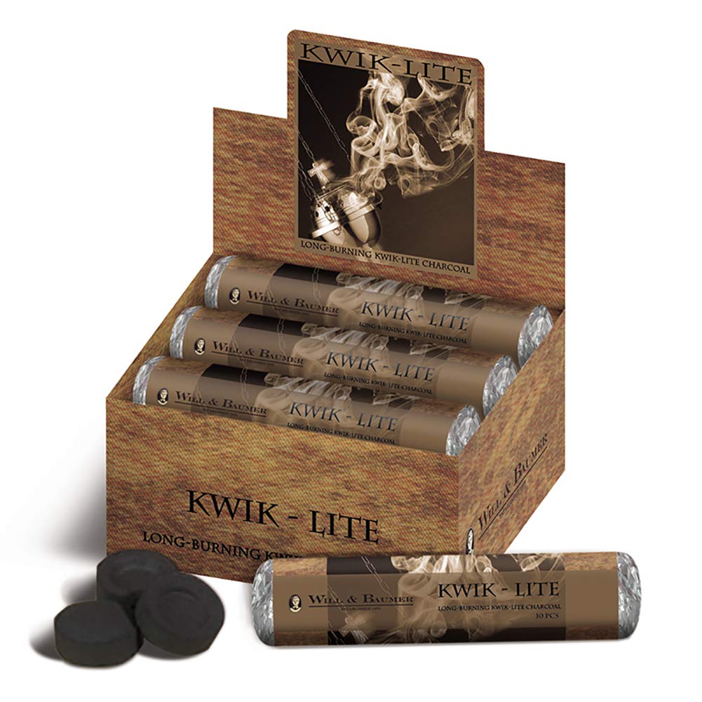 Kwik Lite Long-Burning Incense Charcoal Tabs for Church, Box of 100 Tabs