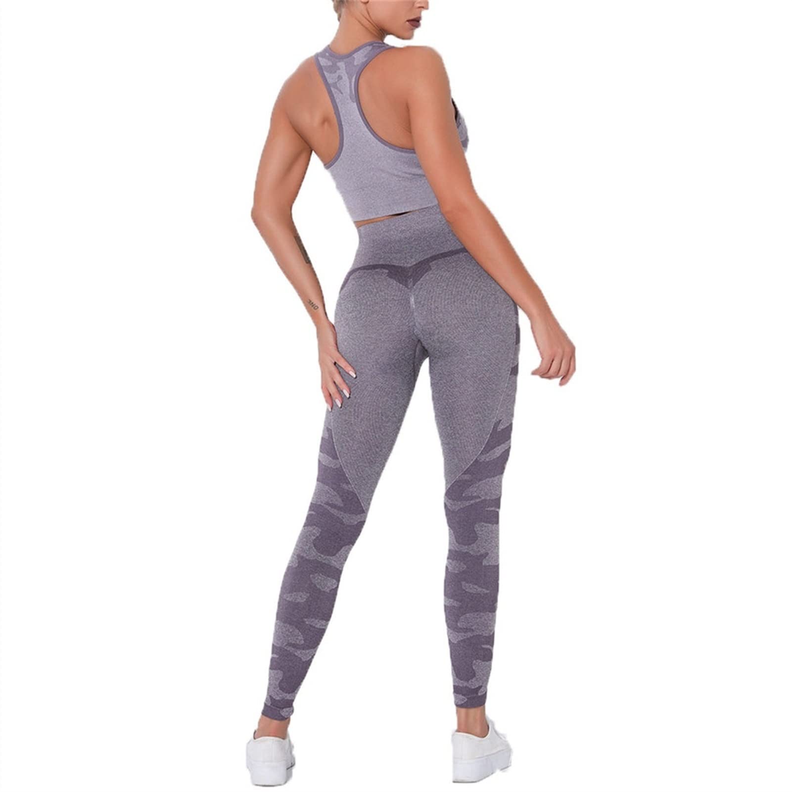 Damskie dresy treningowe do jogi, strój dla kobiet, zestaw 2 sztuki, nakładka do jogi Scrunch tłok, gimnastyka, legginsy bez ramion, sportowy biustonosz z rękawami crop Top Yoga Fitness dres treningowy 2 sztuki