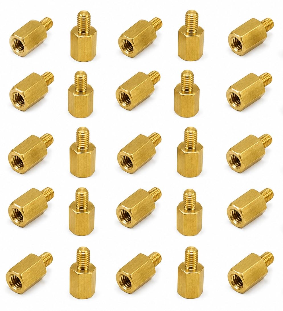 M3 x 6mm Male to Female Brass Hex Spacer Standoff (Pack of 25)-picture-33