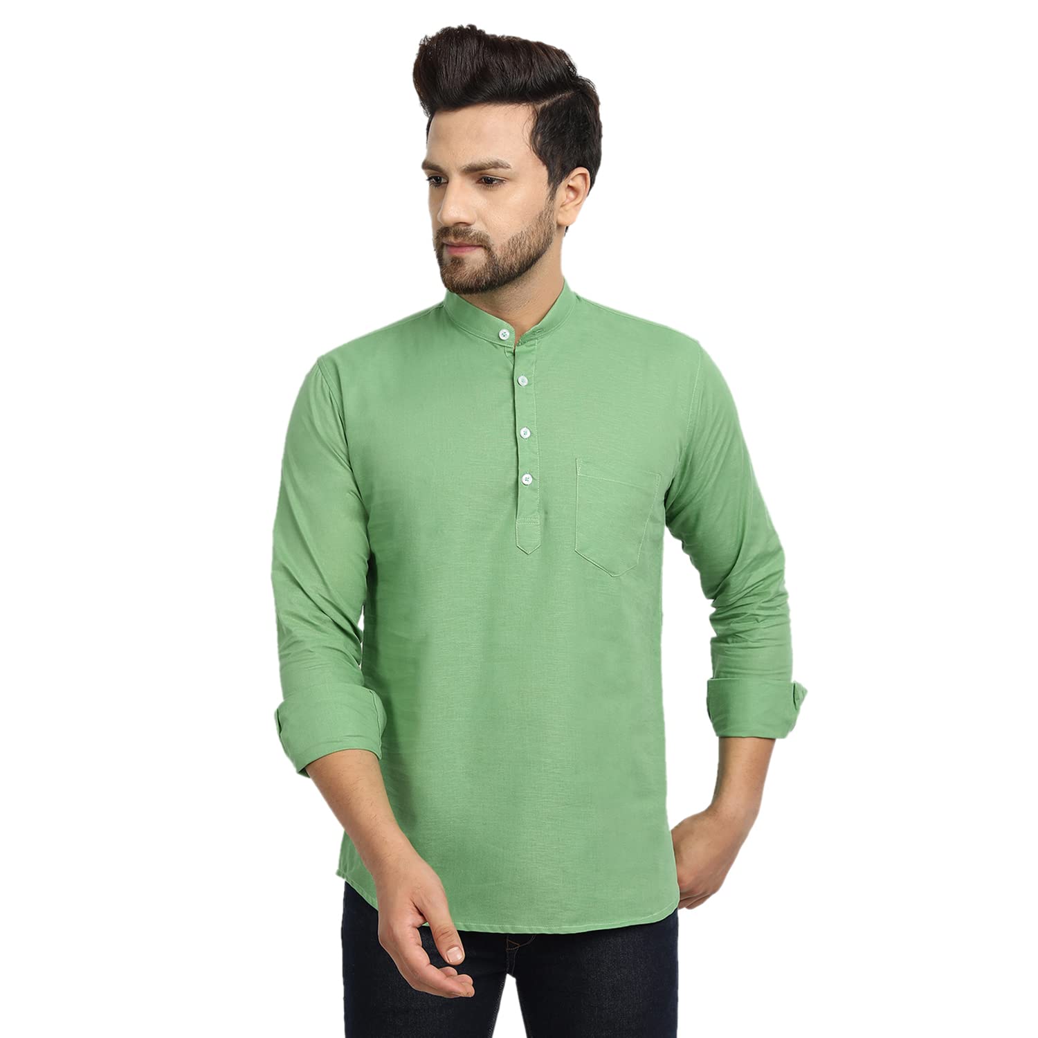 Majestic Man Cotton Solid Short Kurta for Men