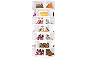 Aheaplus Rotating Shoe Rack Tower, 7-Tier Spinning Shoe Rack 360 Revolving Shoe...