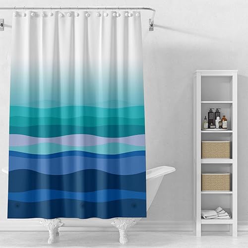 Miniatura 24 de Forro de cortina de ducha, forro de ducha de hojas de plátano de PEVA 4G, cortinas de ducha impermeables de plástico, 72 x 72 pulgadas con agujeros