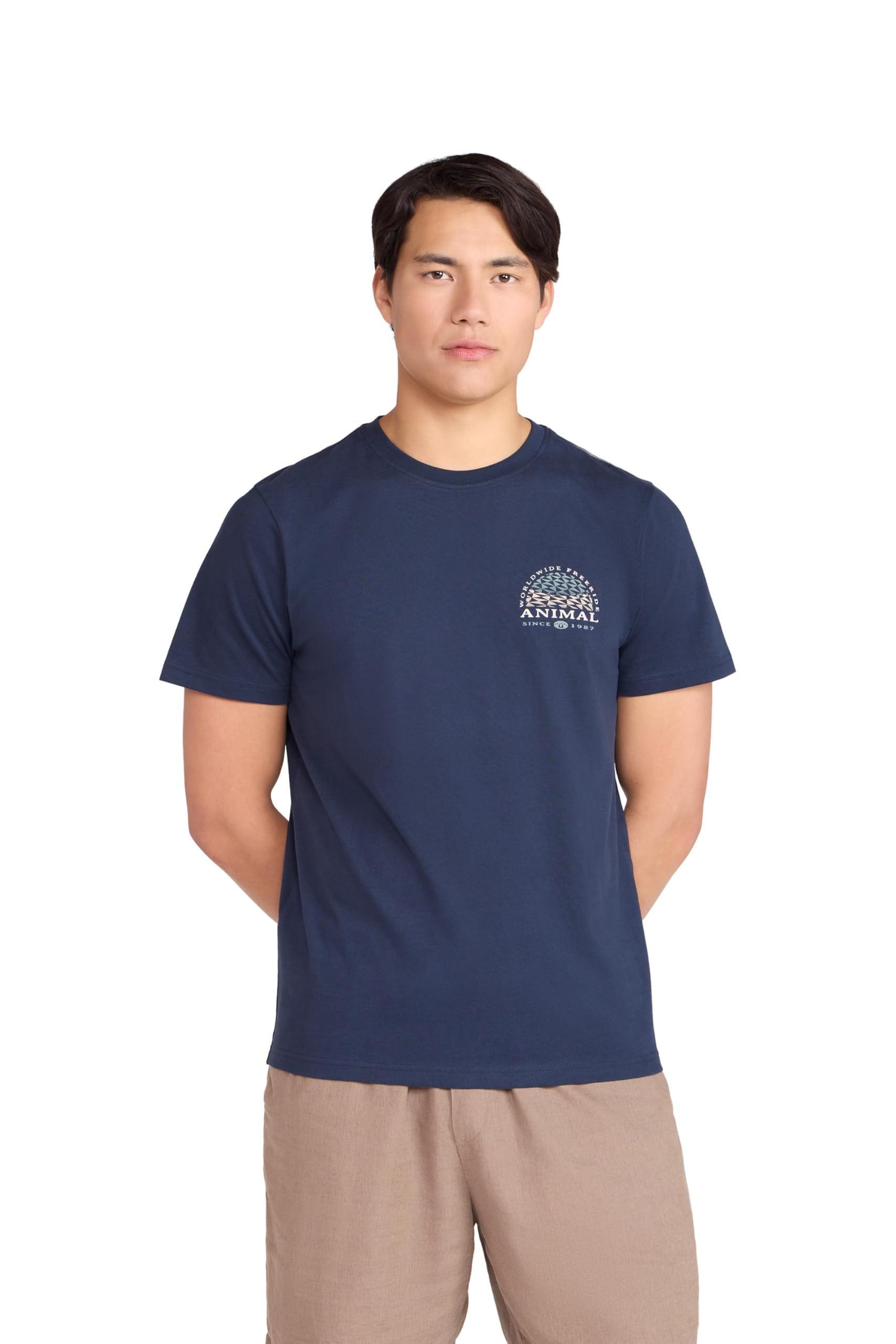Animal Jacob Mens Cotton T-Shirt - Lightweight & Comfortable Tee in Soft Fabric, Relaxed fit - for Spring Summer, Beach, Holiday & Travel Dark Blue L