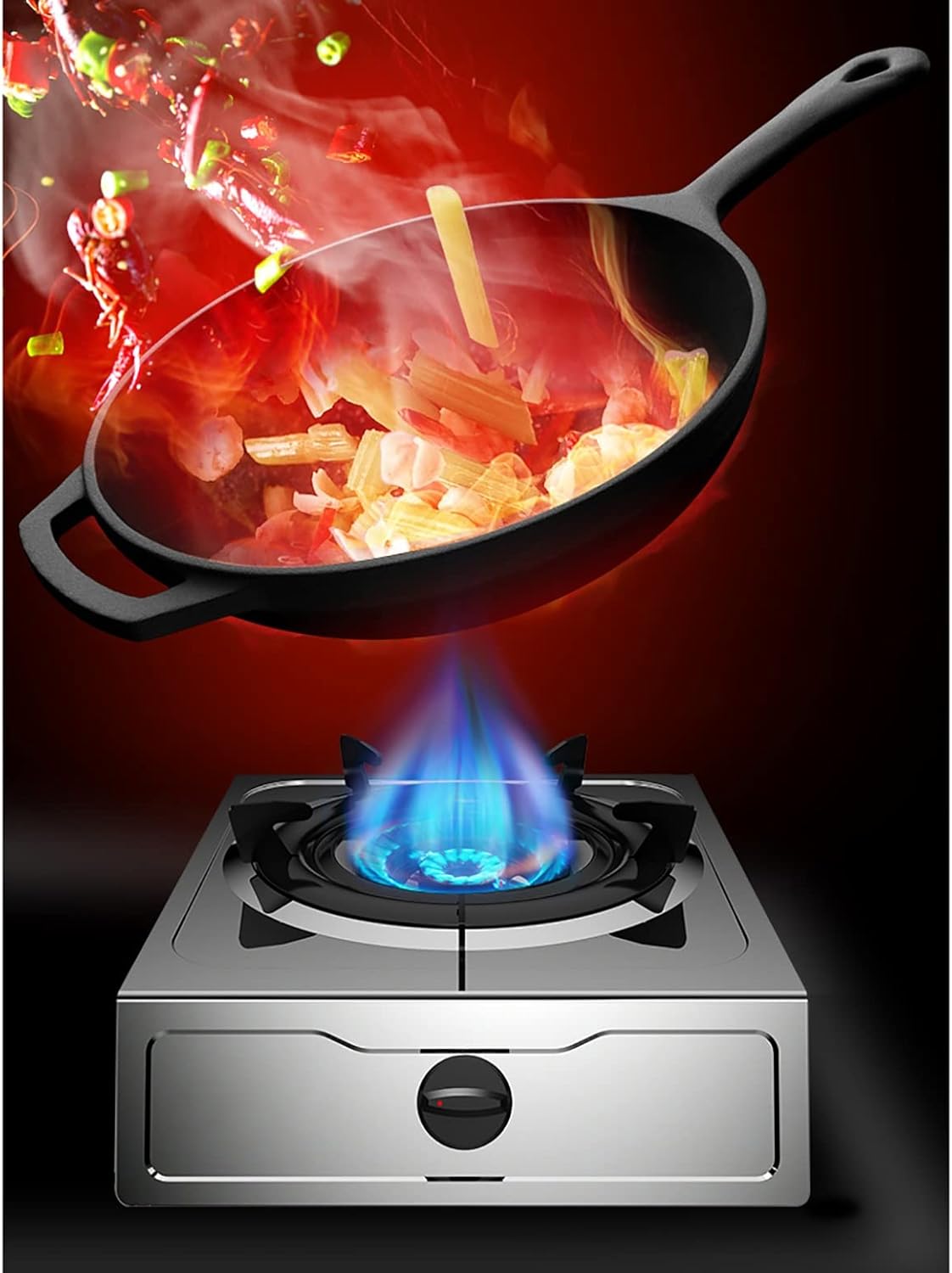 Burner Gas Cooker gas hob 4.3KW Stove For Cooking Portable Hob, For Warming Boiling Frying Simmering Home Kitchen Camping & Caravan [Energy Class A](B,NG)