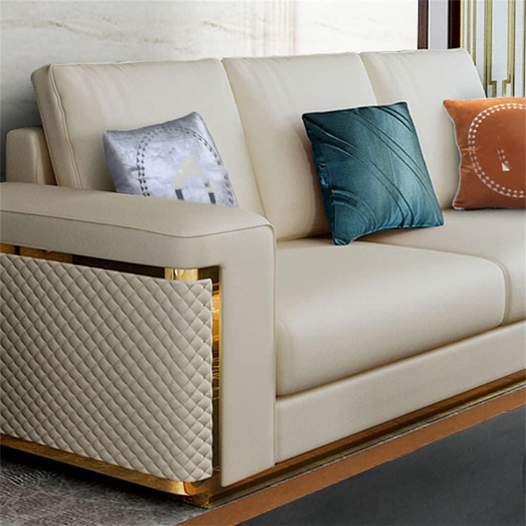 Living Room 3 Seat Lounge Sofa Mid-Century Modular Furniture First Floor Upholstered Leather