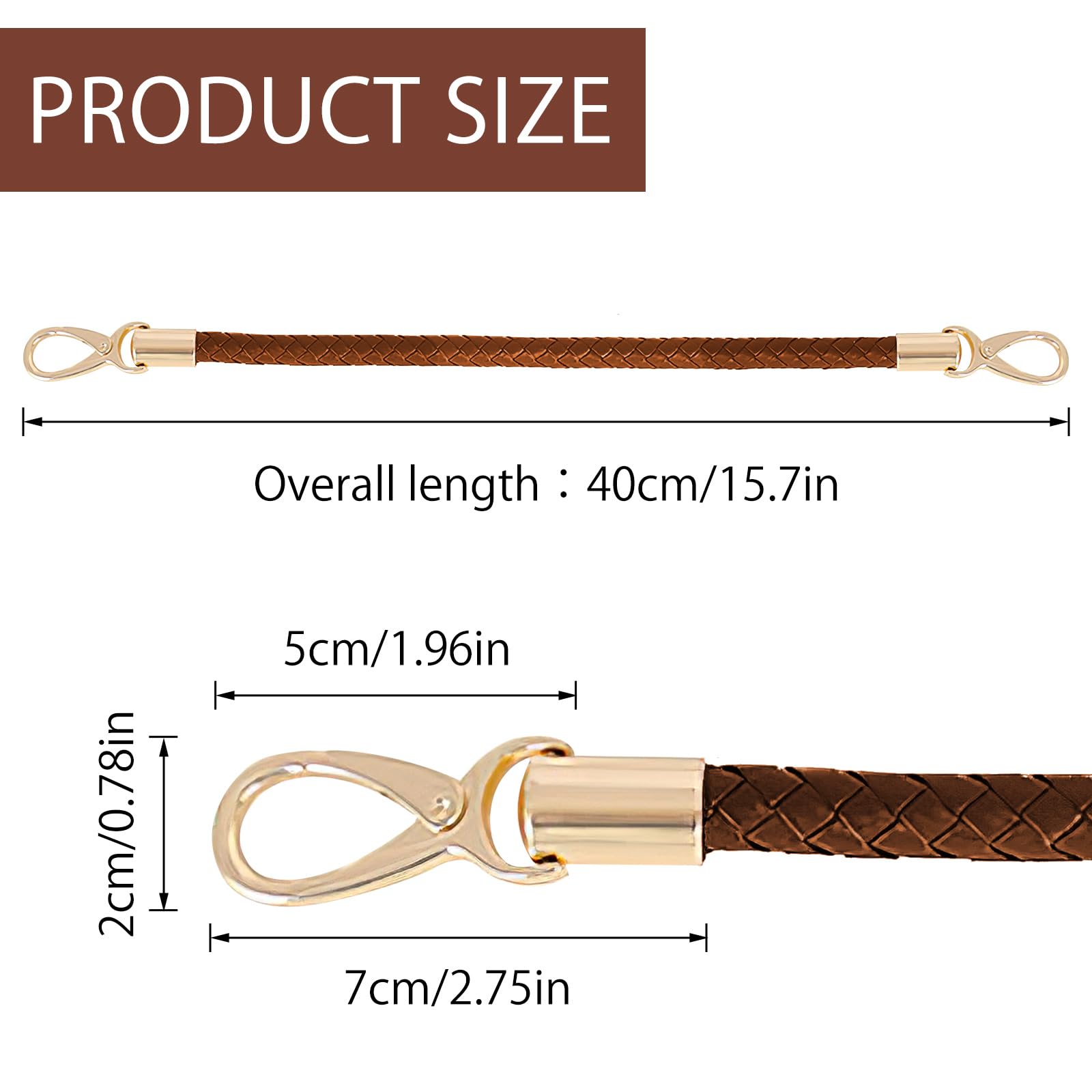 TNSLAND Lot 2 Bandoulières Sac 40 Cm Cuir PU Marron – Sangle Bandoulière Avec Boucle Dorée, Accessoire DIY Sac à Main