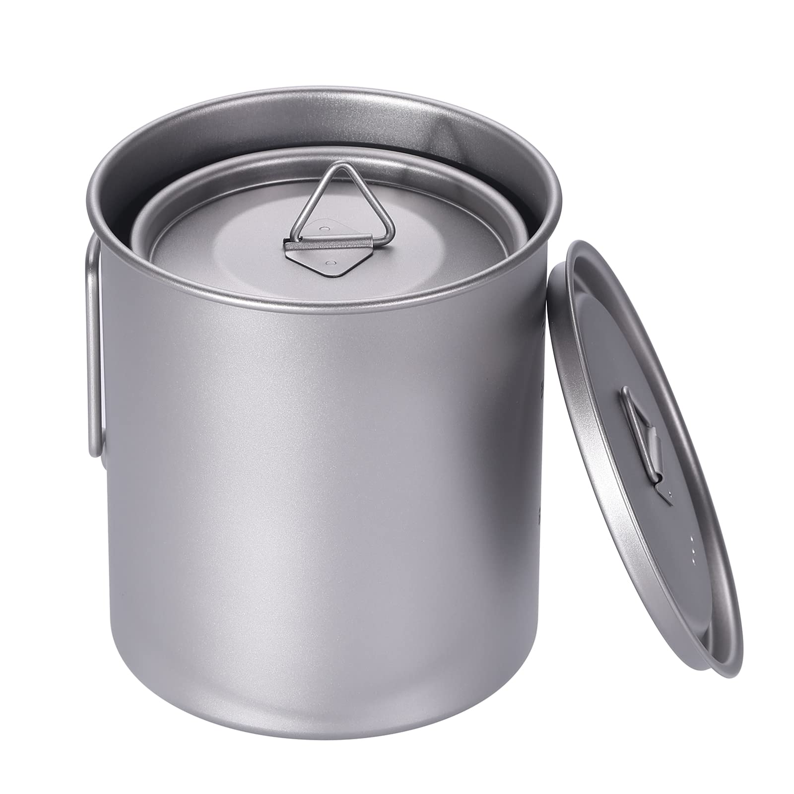 Titan-Topf, 750 ml, für Rucksackreisen, Camping, Kaffeekanne, Camping-Tasse mit Deckel, klappbarer Griff, tragbar, leicht (750 ml & 450 ml Topf)