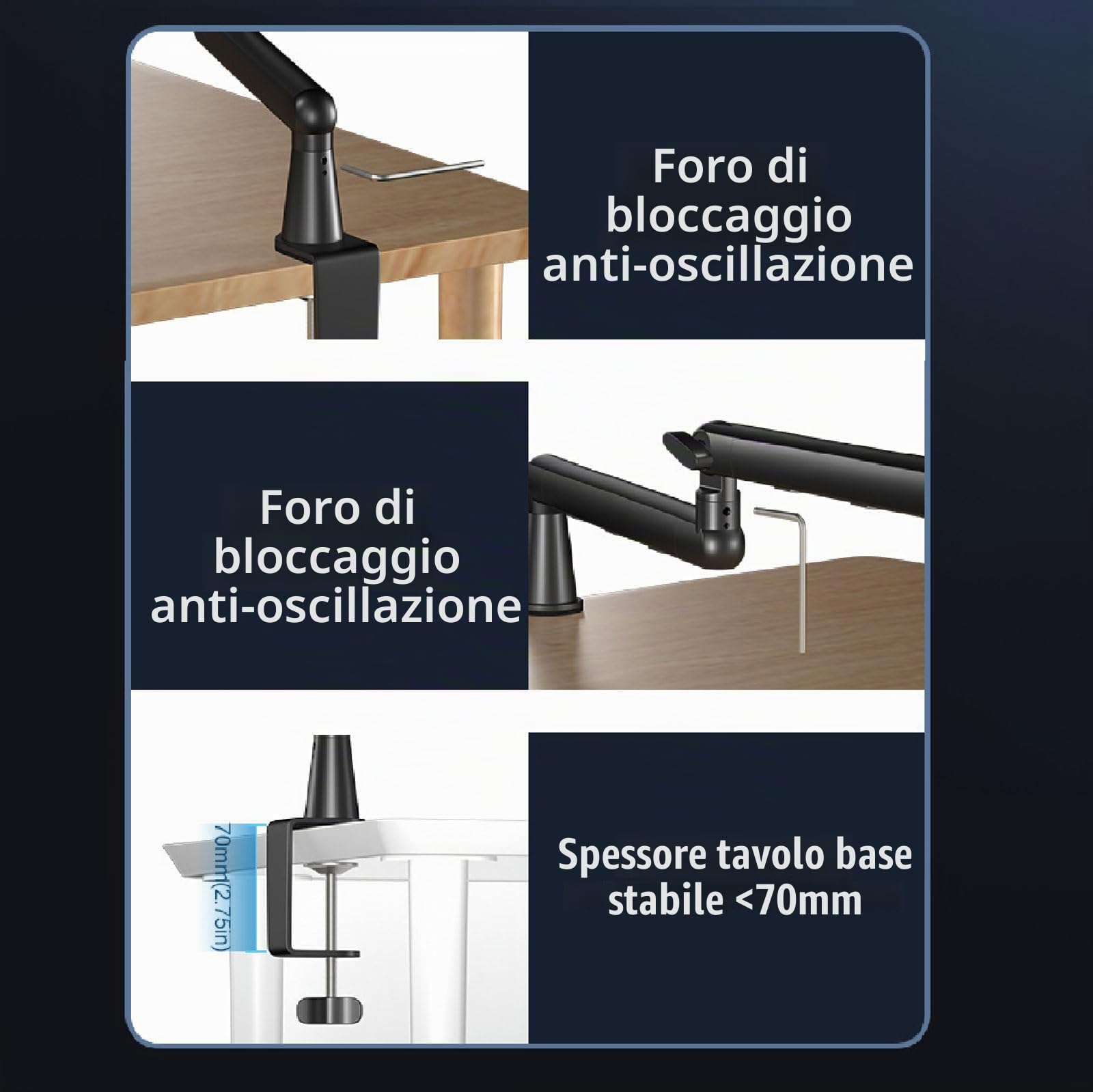 Braccio del microfono, Supporto per Micro a Basso Profilo per Podcasting e streaming, Completamente Regolabile a 360°, per Blue Yeti, Snowball iCE, HyperX QuadCast,SoloCast,Elgato Wave