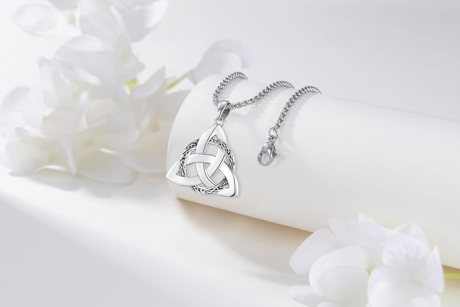 Wiccan Jewelry Celtic Knot Necklace 925 Sterling Silver Celtic Jewelry for Women & Men Star of David Necklace Pentagram Protection Amulet Necklace Witches Trinity Knot Pendant Gift - Image 2