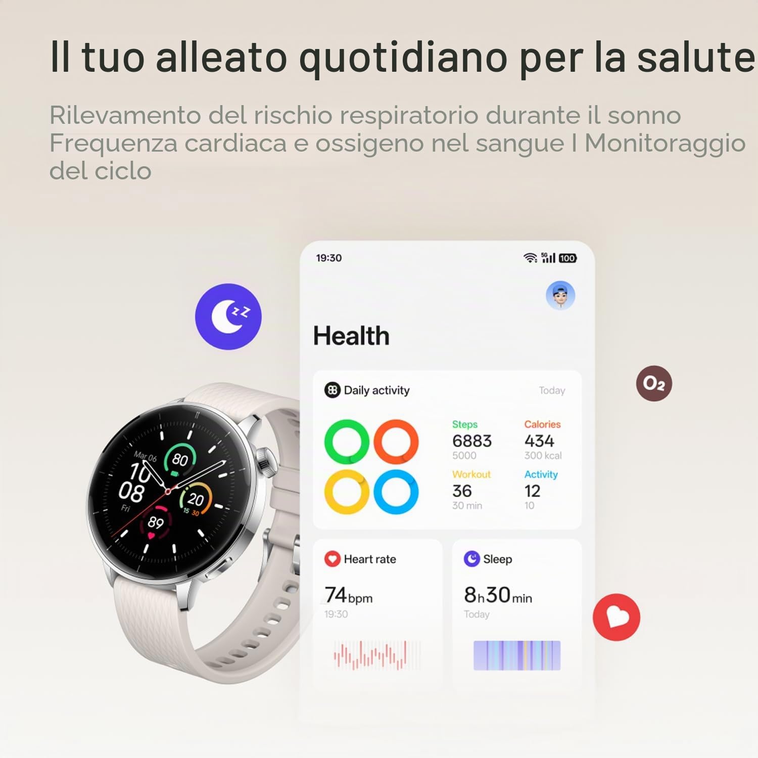 OnePlus Watch 3 43mm Silver Steel, Display rotondo da 1,32 pollici, acciaio argento, WearOS, archiviazione 32 GB, monitoraggio del sonno, batteria 345 mAh, Bluetooth, ioni di litio, multi-GNSS