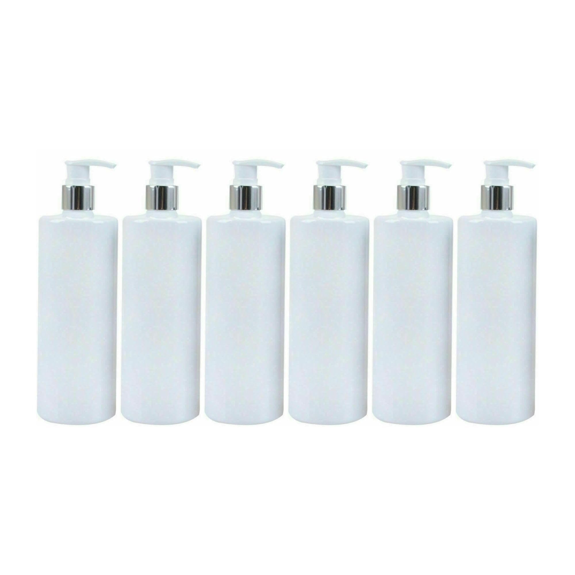 Soap Dispenser Bottle Pump | Plastic Hand Liquid Bathroom Shampoo Empty White Cylindrical Pet Plastic Bottle | Reusable and Refillable Bottles for Liquid Soap Lotion Conditioner - 500ml (6) — image 1