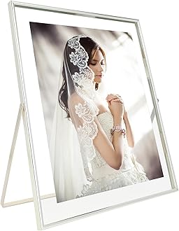 Silver Floating Picture Frame, 10x12 Inches, For Photo 9x11, 8x10, 7x9, Classy For Wedding, Anniversary, Birthday, Home or Office Decoration