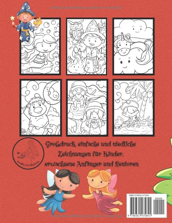 Märchen Ausmalbuch: Großdruck, einfache und niedliche Zeichnungen für