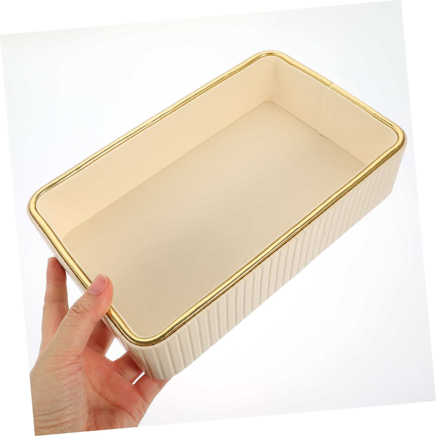 Vaguelly Bandeja Rectangular Organizador de Cuero Blanco, Fácil de Limpiar, para Llaves y Joyas, Adecuado para Entrada y Oficina