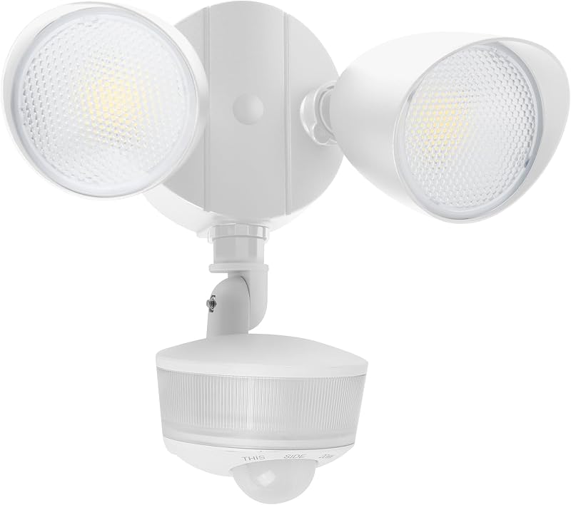 34W 3700 Lumen LED Security Light Motion Sensor Outdoor Lights with Night Light, 5000K Daylight, IP65 Waterproof, Dusk to Dawn, Hardwired Motion Detector Flood Light for Garage, Yard-White