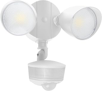 LUTEC 34W 3700 Lumen LED Security Light Motion Sensor Outdoor Lights with Night Light, 5000K Daylight, IP65 Waterproof, Dusk to Dawn, Hardwired Motion Detector Flood Light for Garage, Yard-White